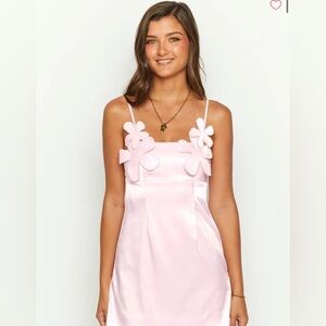 Beginning boutique Nikki pink satin mini dress